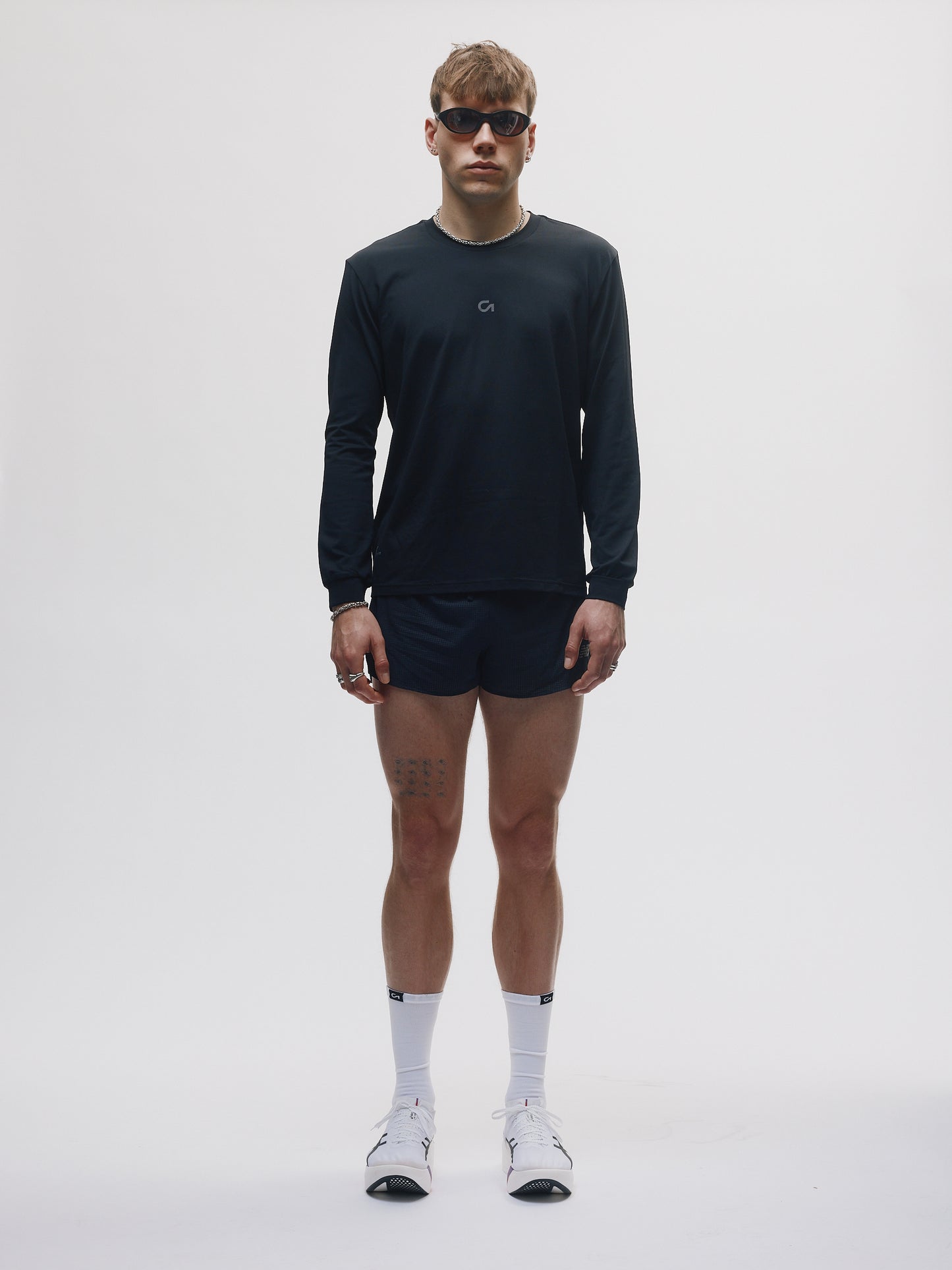 Renna LS 000001 long sleeve running tee, front view in MotionKnit fabric
