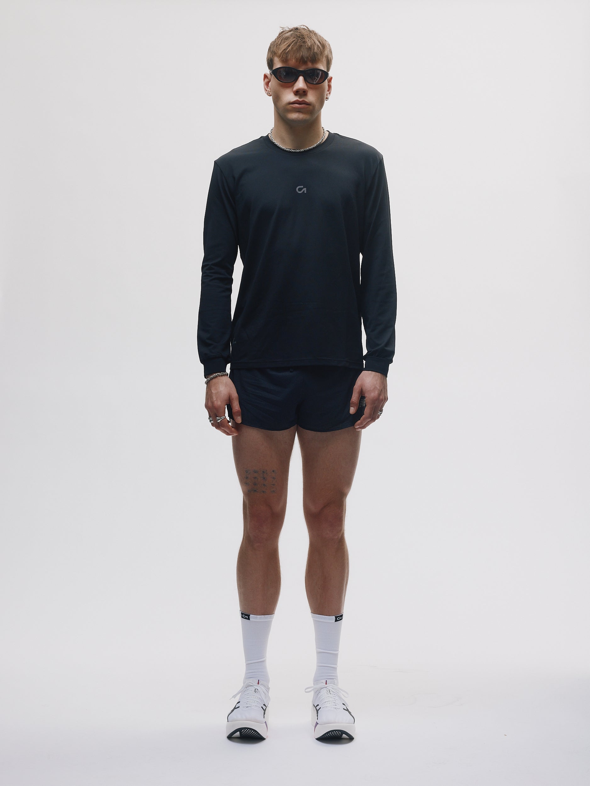 Renna LS 000001 long sleeve running tee, front view in MotionKnit fabric